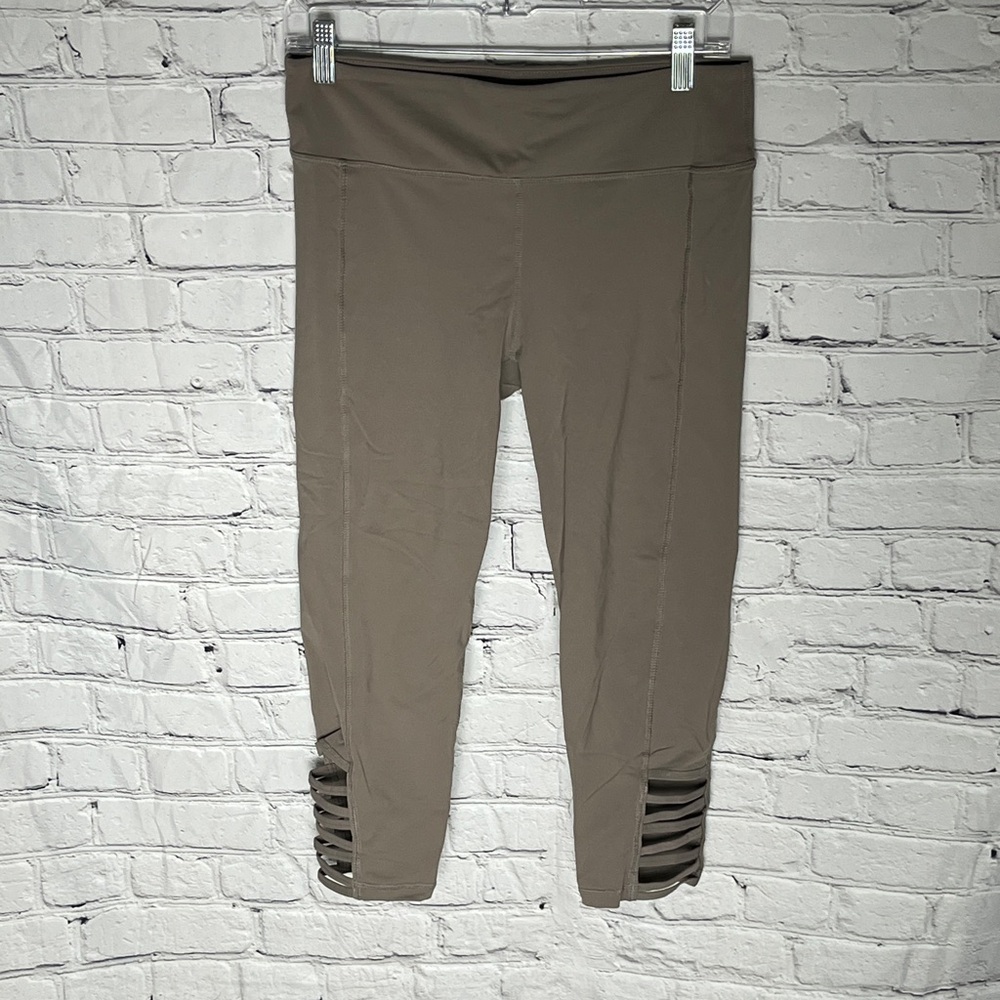 Mono B Taupe Capris with Ladder Cutout Detail